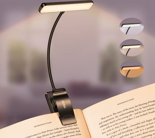 👉 Leselampe mit Klemme – USB wiederaufladbare Buchlampe mit 19 LEDs, 3 Farbmodi, stufenlos dimmbar, lange Laufzeit, 360° flexibel, ideale Klemmleuchte fürs Nachtlesen im Bett